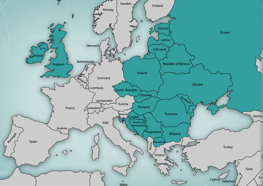 road map of Europe