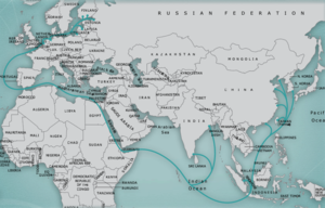 sea map of Europe, Asia and Africa